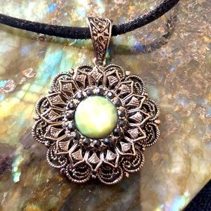 Antiqued Silver‎ Filigree Victorian Goth Design Necklace